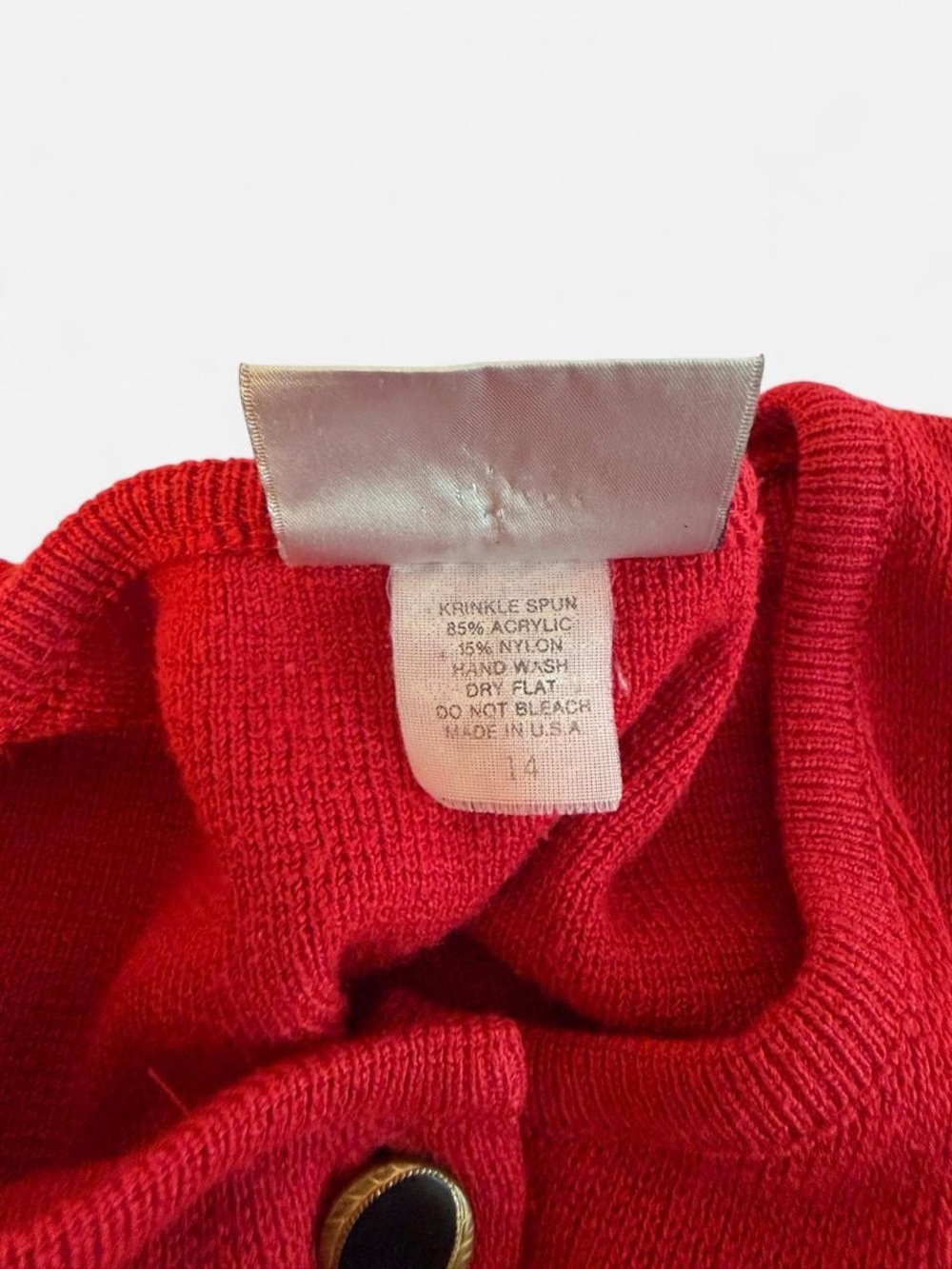 Vintage Mita Red Black Knit Cardigan Shoulder Pads Size 14 - Picture 8 of 8